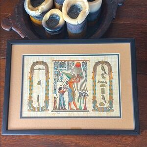 🇪🇬Egyptian hand painted papyrus paper art with hieroglyphics. I got it in Egypt